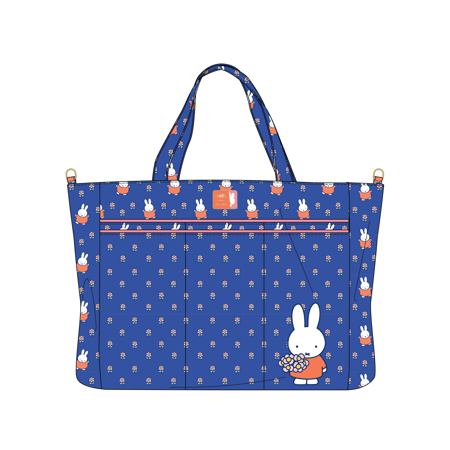 Miffy Flower Fields Super Be large Diaper Bag Duffel - Blue & Orange