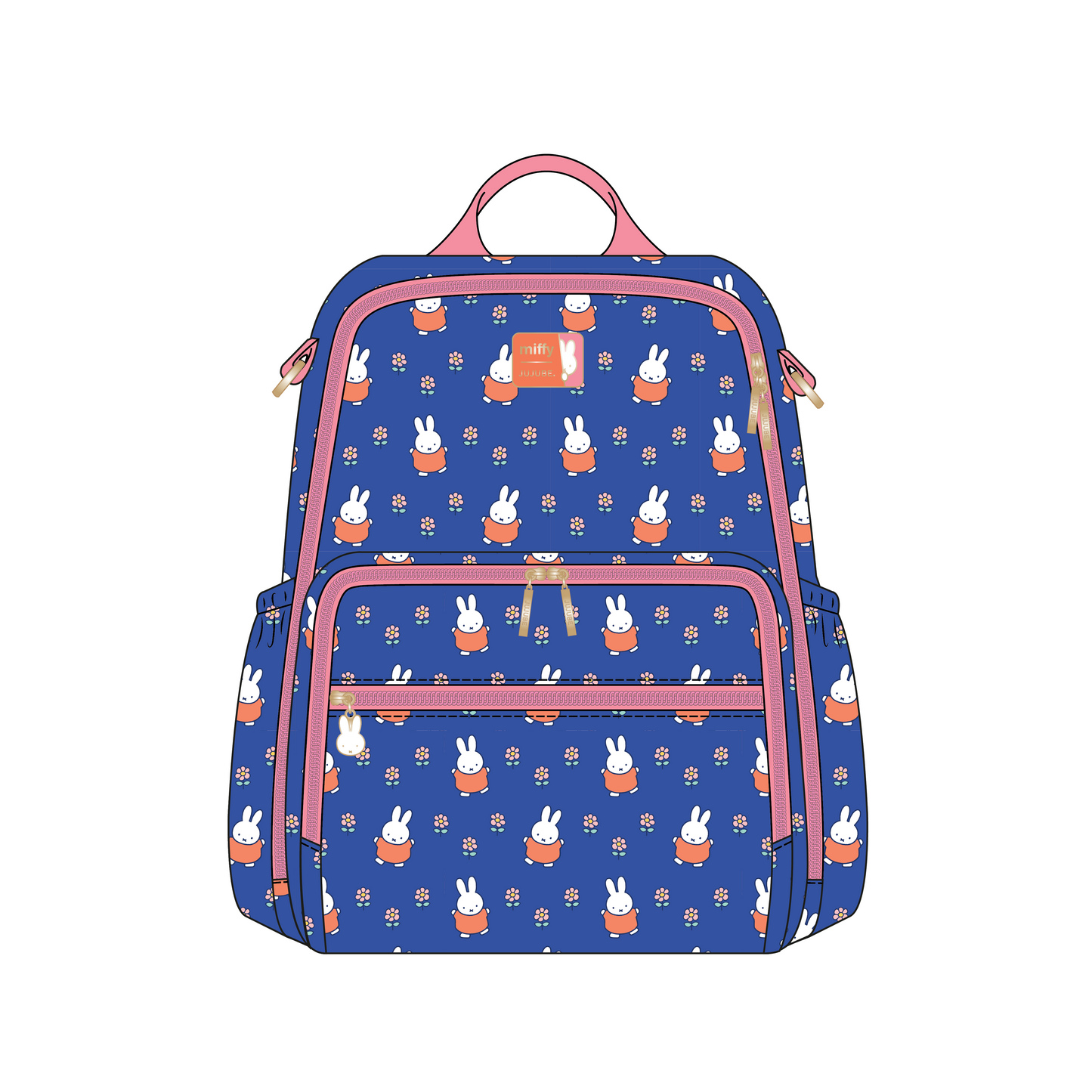 Miffy Flower Fields Zealous Diaper Bag Backpack - Blue & Orange