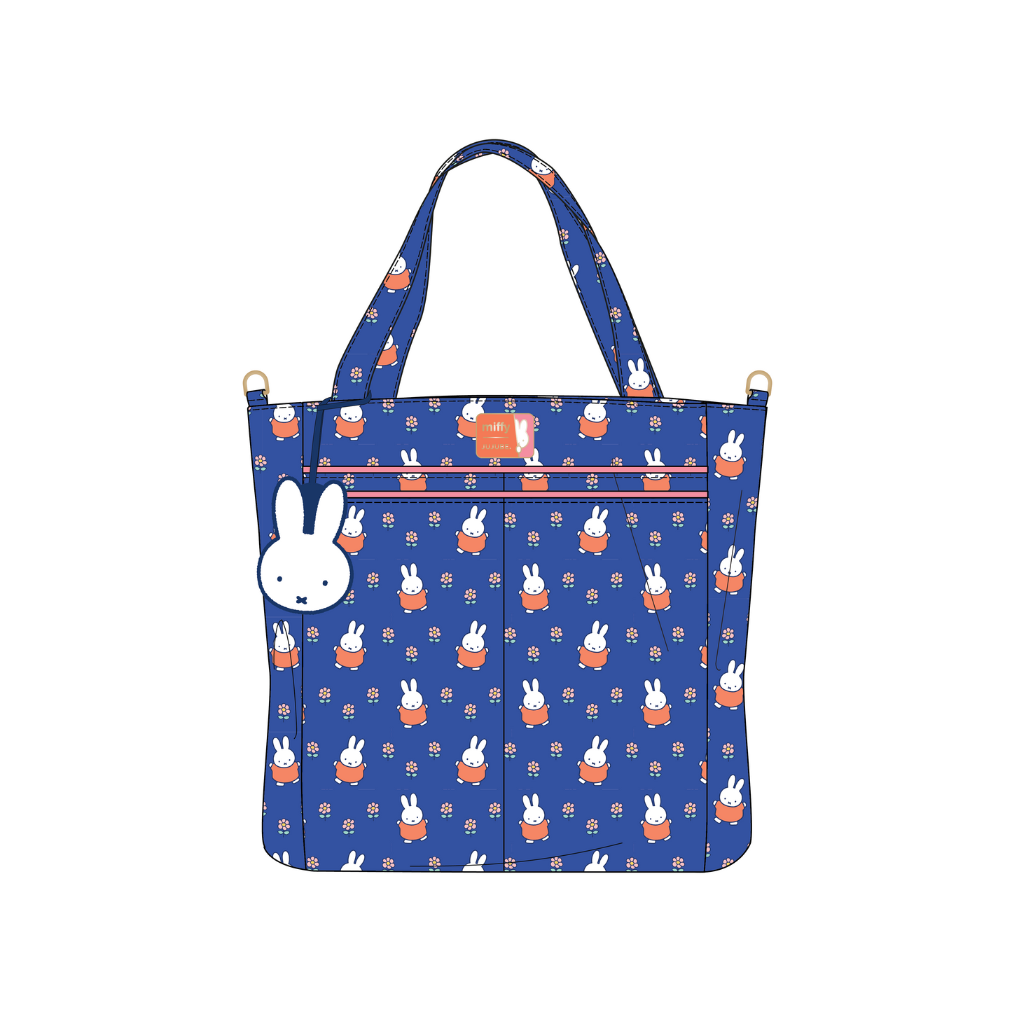 Miffy Flower Fields Be Light Tote Bag - Blue & Orange