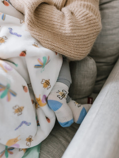 Ultra-Soft Thick Reversible Baby Blanket - Love Bug
