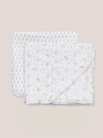 2-Pack Square Swaddle Blanket Set - Bunny Hollow