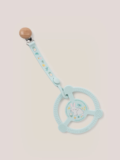 Silicone Teether Ring with Detachable Clip - Bunny Hollow