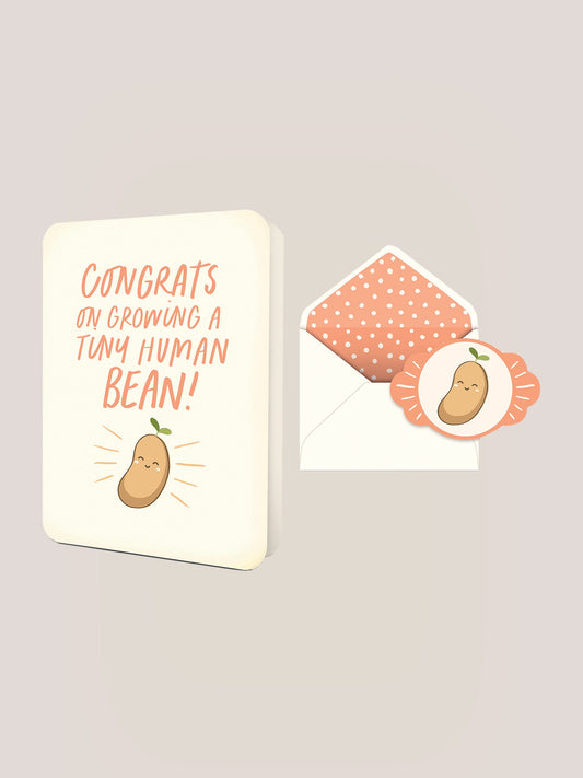 Tiny Human Bean Deluxe Greeting Card