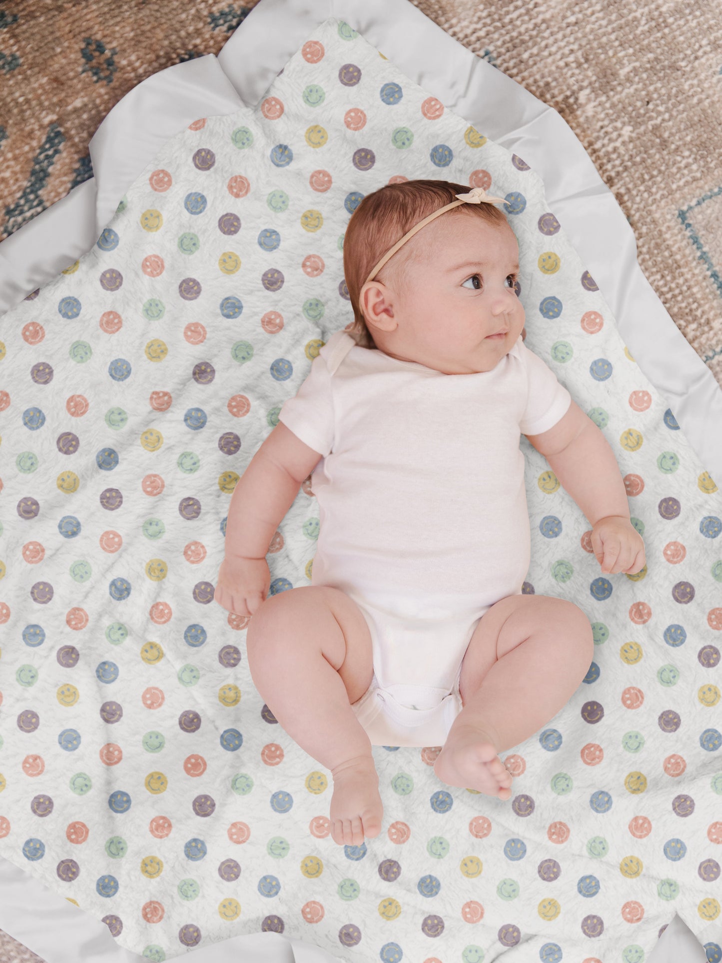 Ultra-Soft Thick Reversible Baby Blanket - Happy Baby Vibes