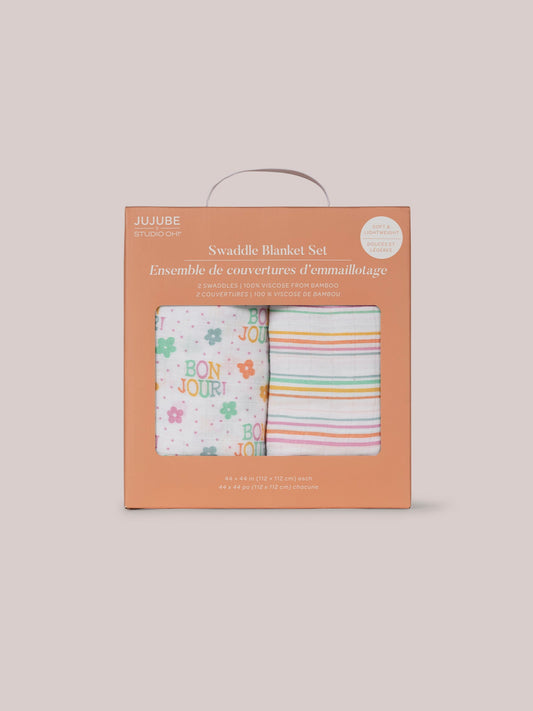 2-Pack Square Swaddle Blanket Set - Bonjour Bébé