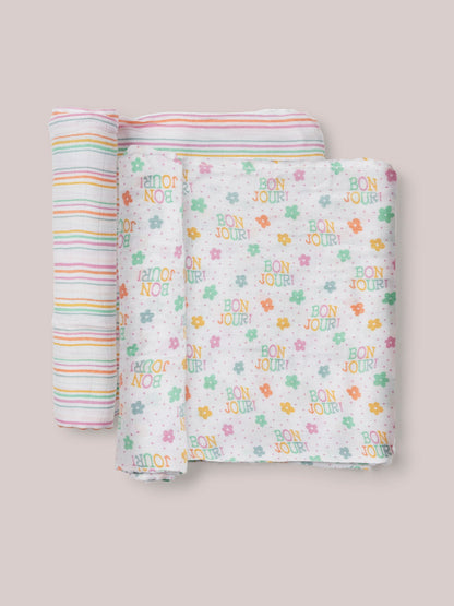 2-Pack Square Swaddle Blanket Set - Bonjour Bébé