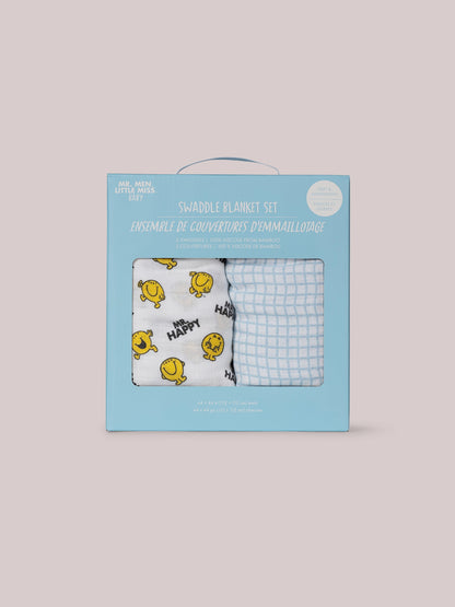 Mr. Happy Swaddle blanket set of two in box