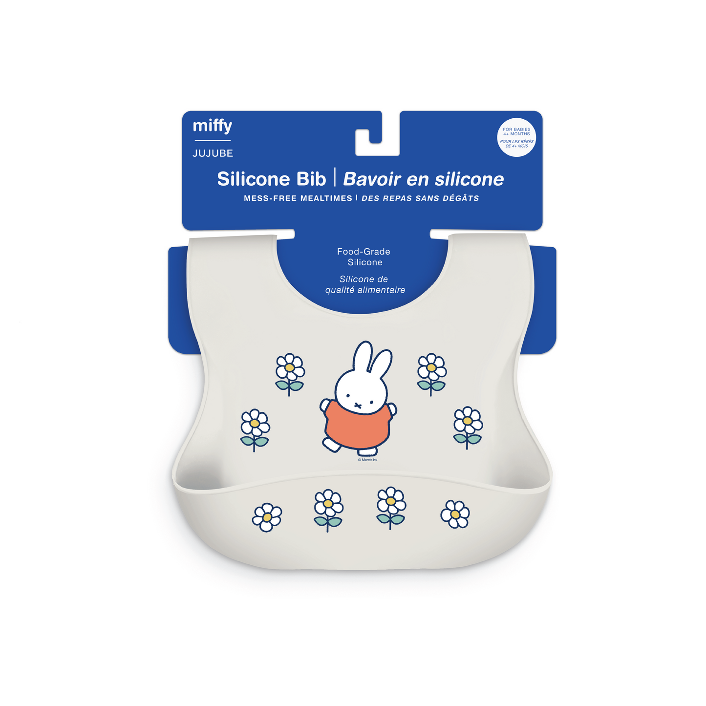 Miffy Flower Fields Silicone Bib - Eggshell