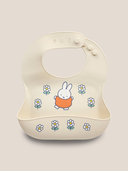 Miffy Flower Fields Silicone Bib - Eggshell