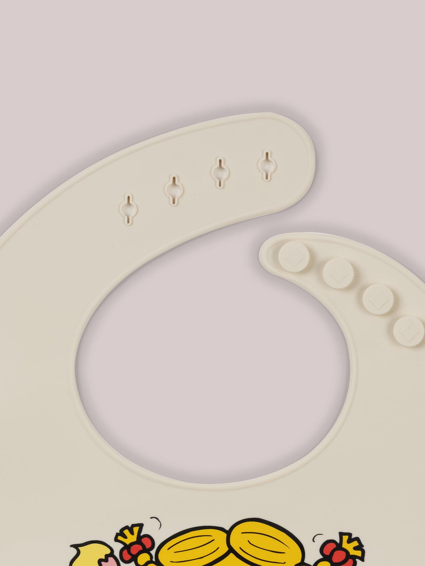 Little Miss Sunshine silicone bib close of of bib closure