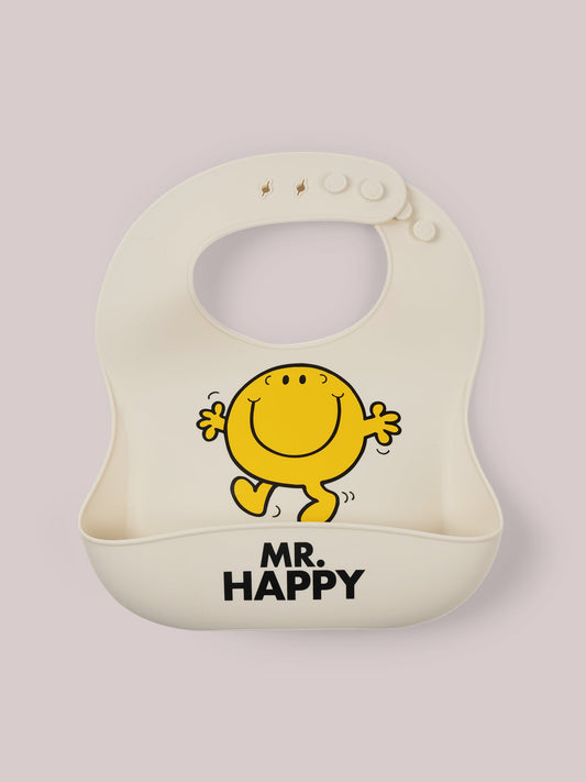 Mr. Happy Silicone Bib flat lay