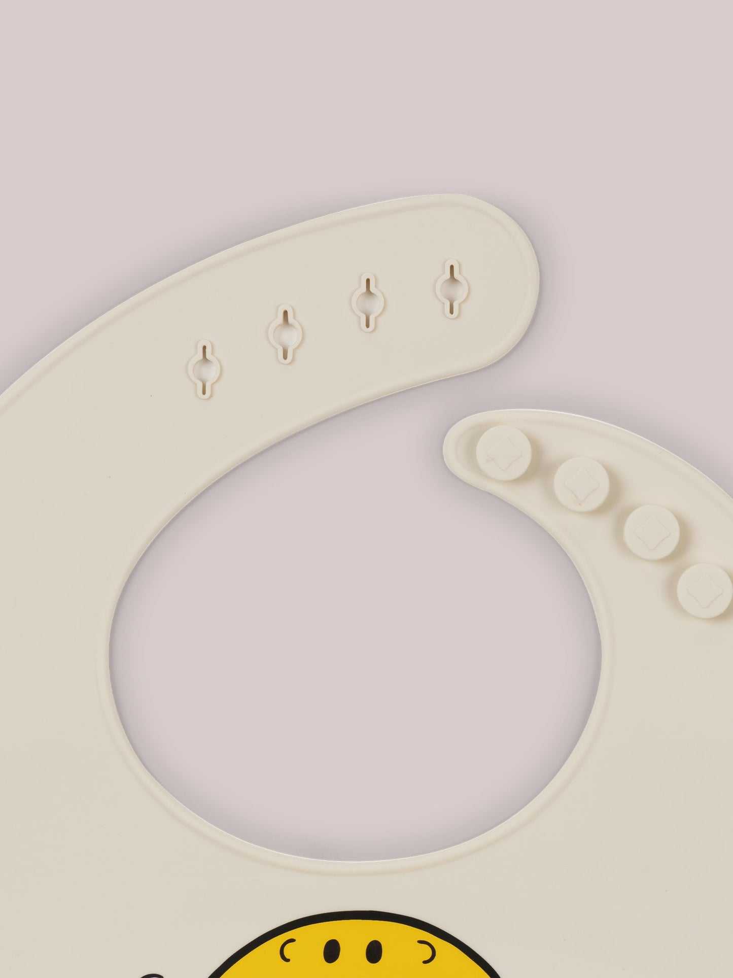 Mr. Happy Silicone Bib close up of bib closure