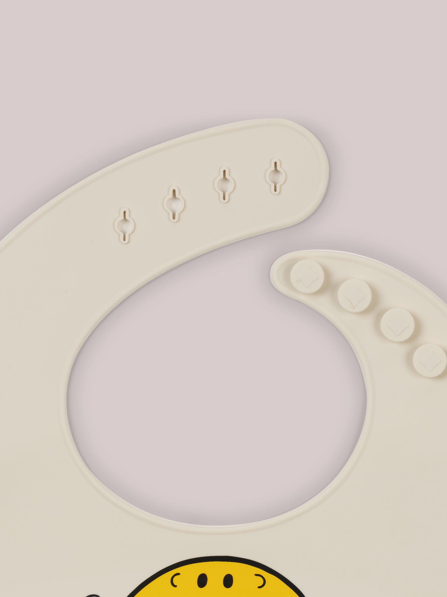 Mr. Happy Silicone Bib close up of bib closure