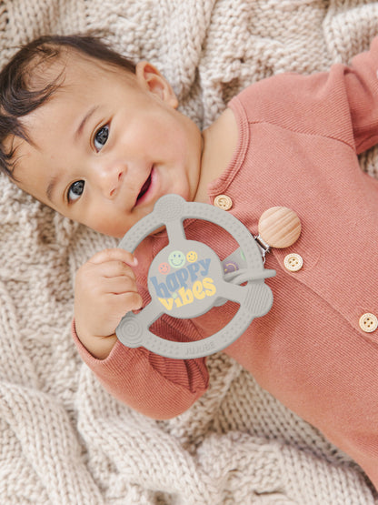 Silicone Teether Ring & Detachable Clip - Happy Baby Vibes