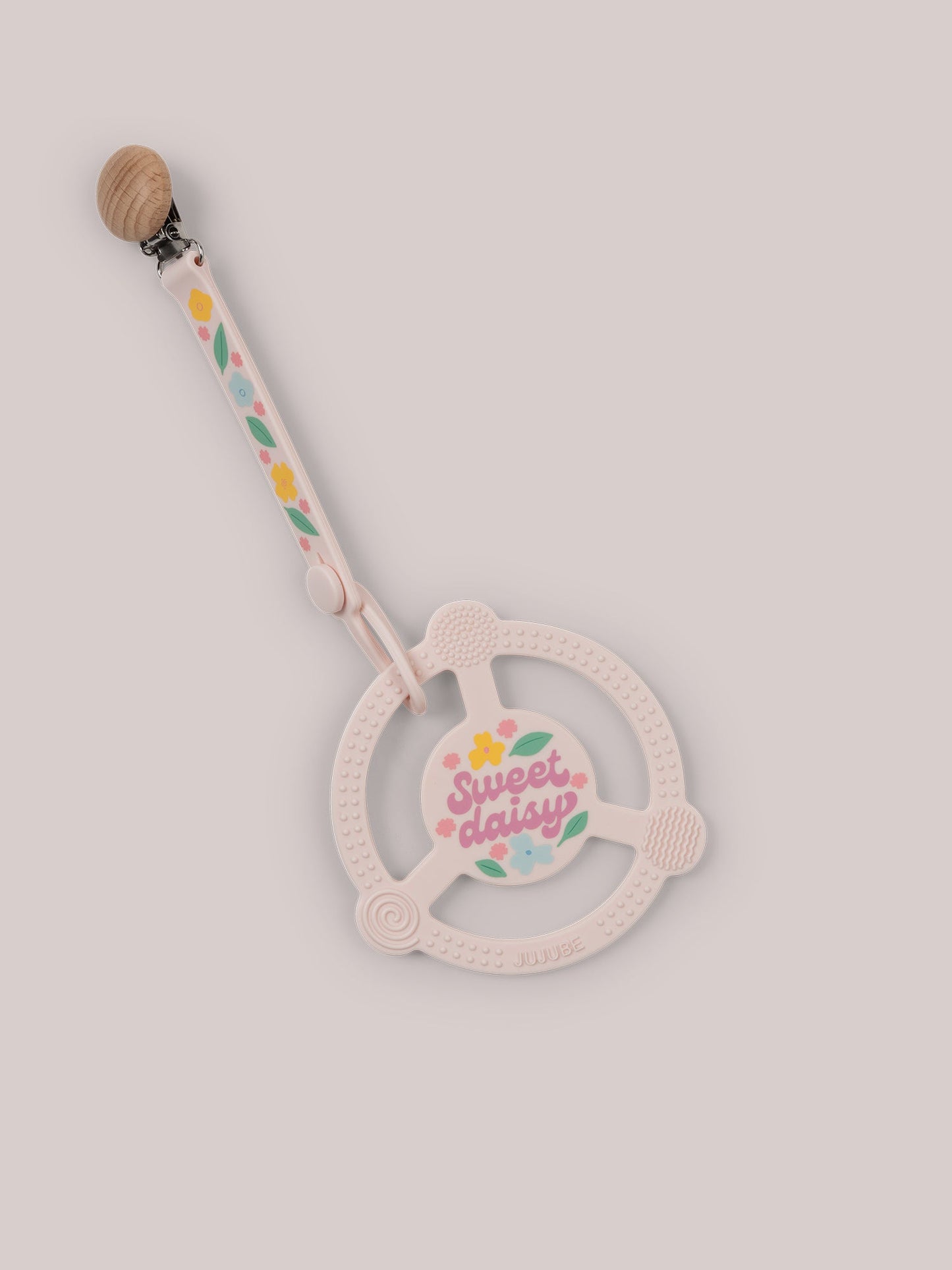 Silicone Teether Ring & Detachable Clip - Sweet Daisy