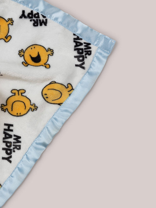 Mr. Happy security blanket with satin corner
