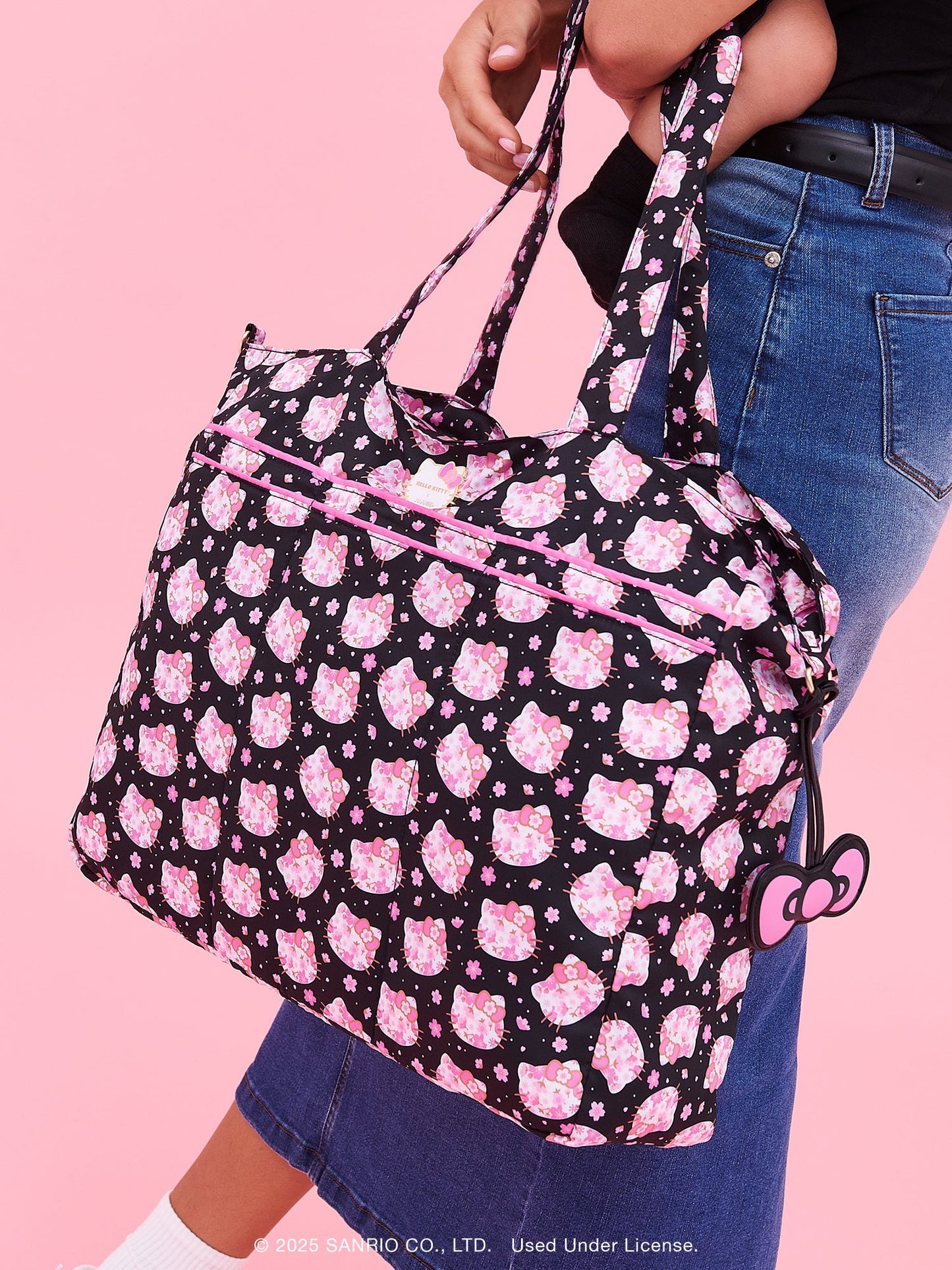 Hello Kitty® × JuJuBe Cherry Blossoms Super Be Large Diaper Bag Duffel — Black and Pink