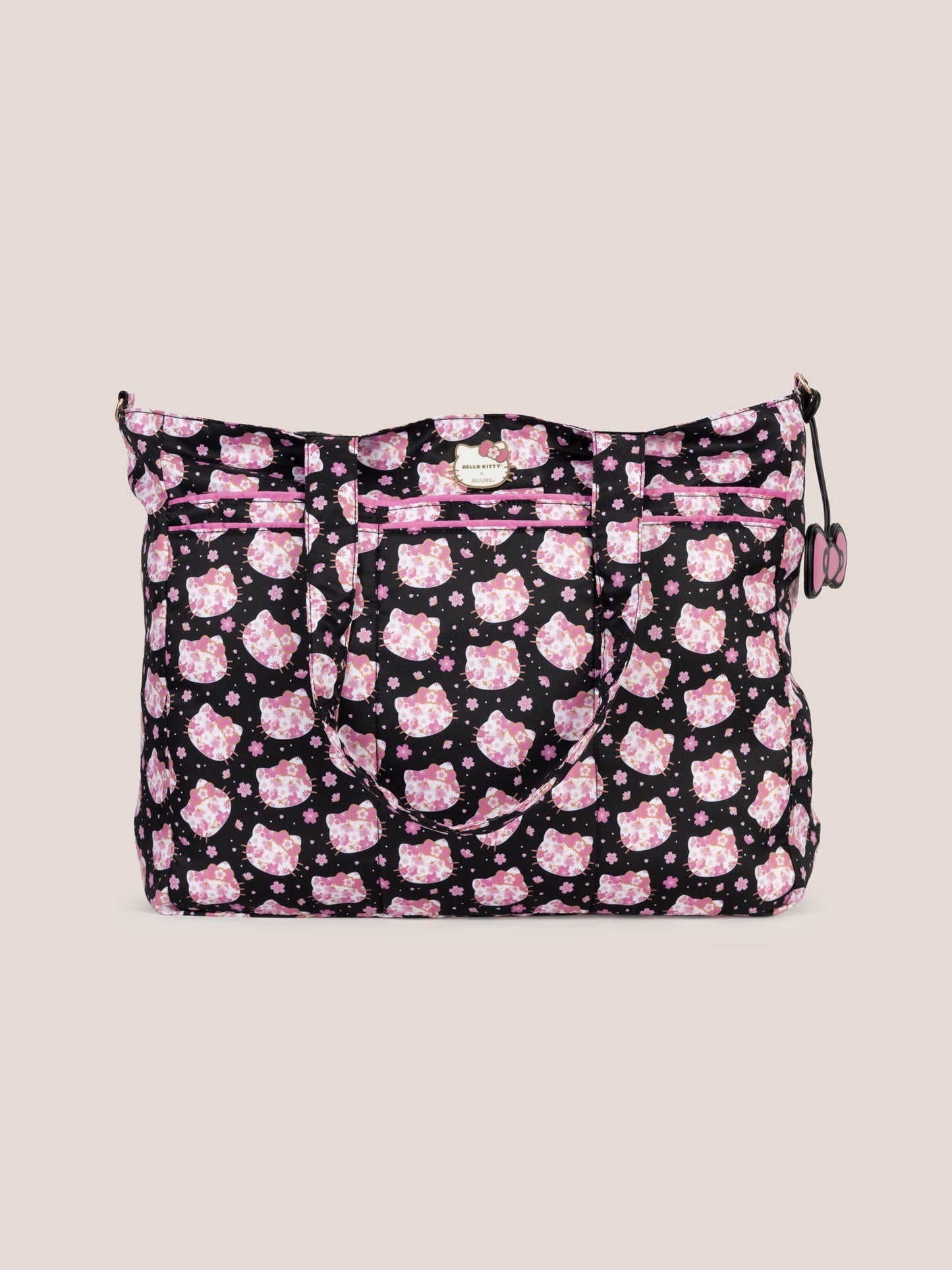 Hello Kitty® × JuJuBe Cherry Blossoms Super Be Large Diaper Bag Duffel — Black and Pink