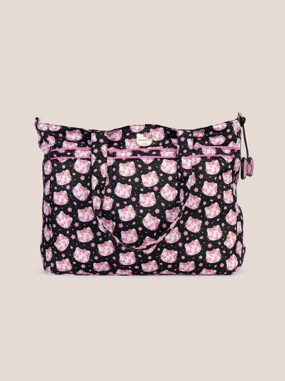 Hello Kitty® × JuJuBe Cherry Blossoms Super Be Large Diaper Bag Duffel — Black and Pink