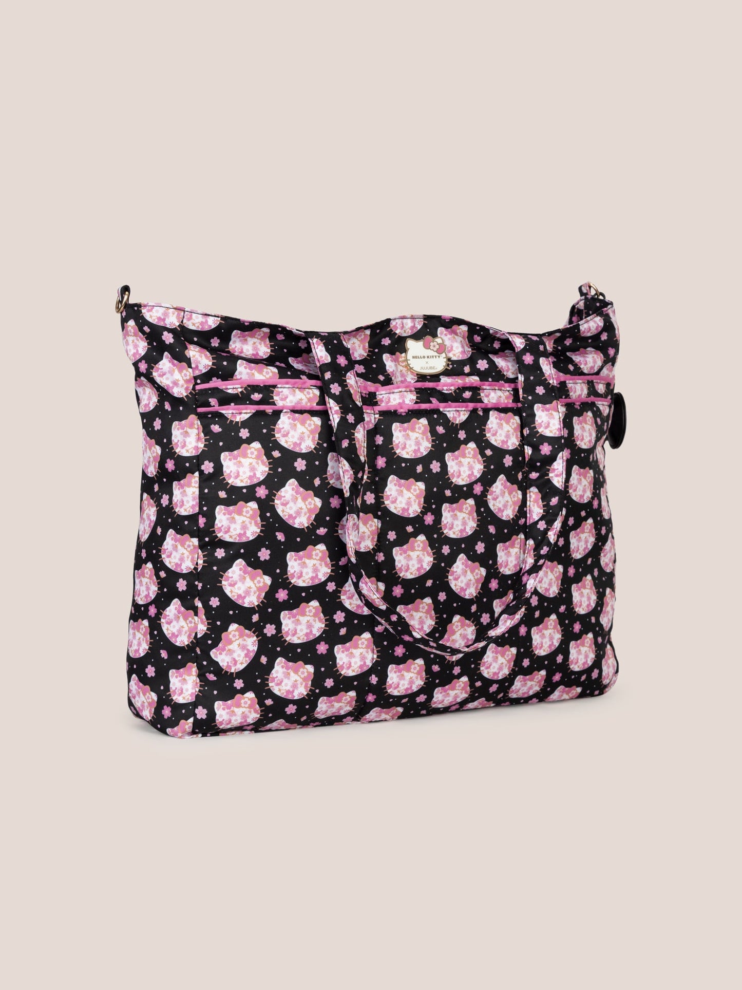 Hello Kitty® × JuJuBe Cherry Blossoms Super Be Large Diaper Bag Duffel — Black and Pink
