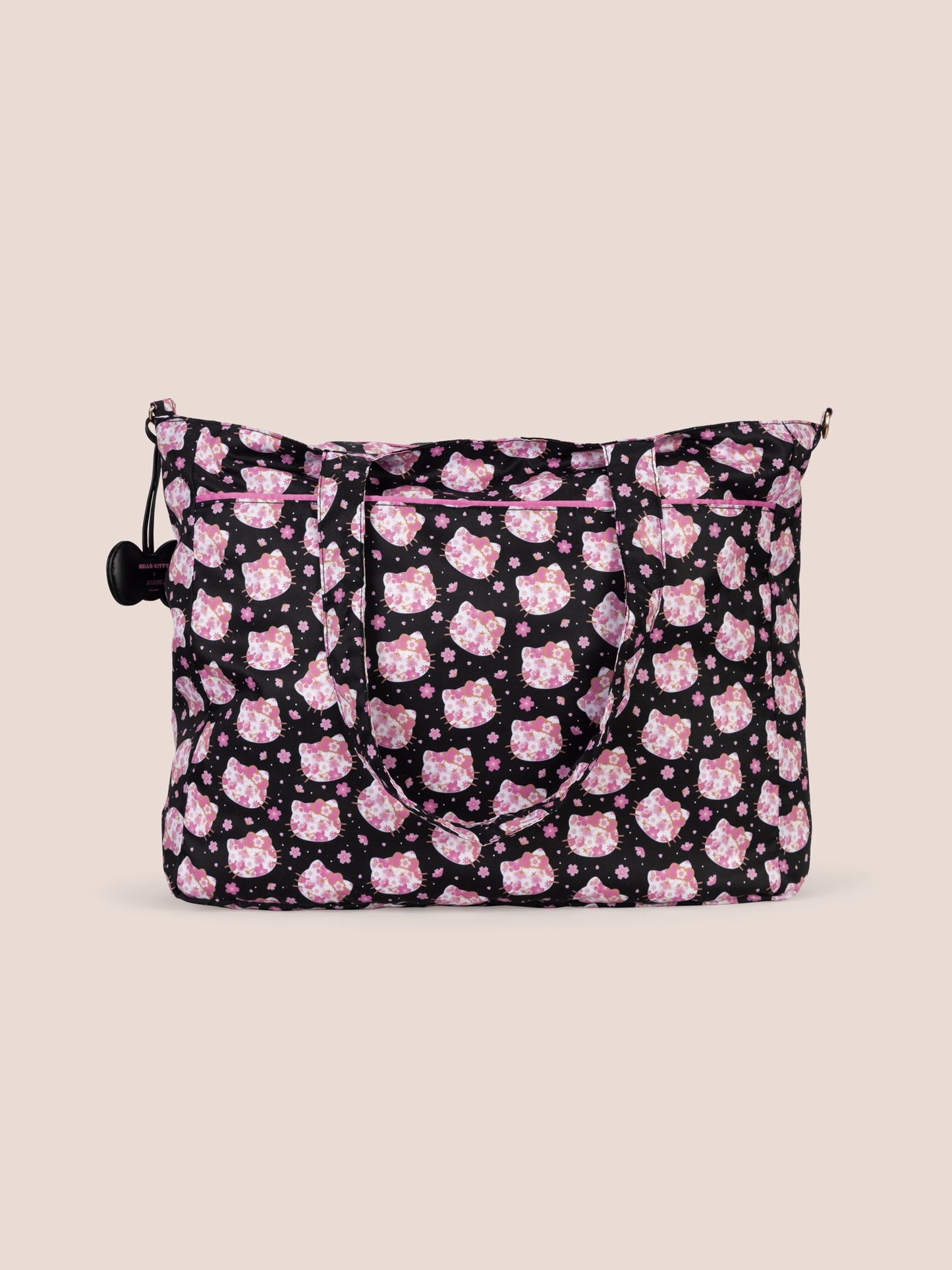 Hello Kitty® × JuJuBe Cherry Blossoms Super Be Large Diaper Bag Duffel — Black and Pink