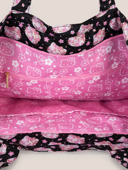 Hello Kitty® × JuJuBe Cherry Blossoms Super Be Large Diaper Bag Duffel — Black and Pink