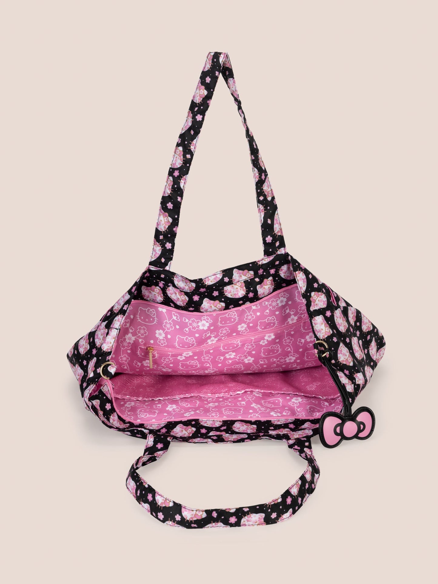 Hello Kitty® × JuJuBe Cherry Blossoms Super Be Large Diaper Bag Duffel — Black and Pink