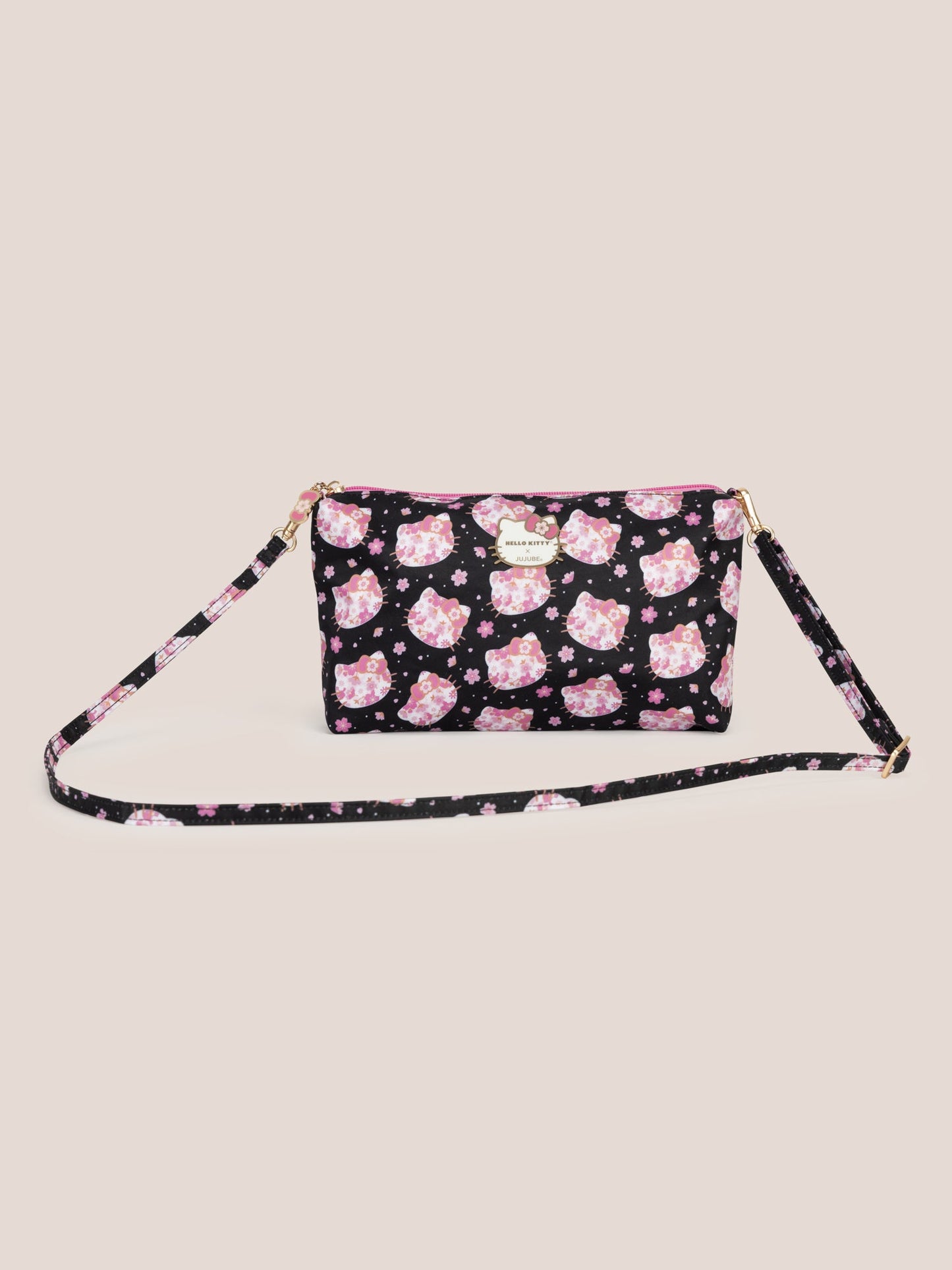 Hello Kitty® × JuJuBe Cherry Blossoms Be Quick Crossbody Diaper Bag Accessory — Black and Pink