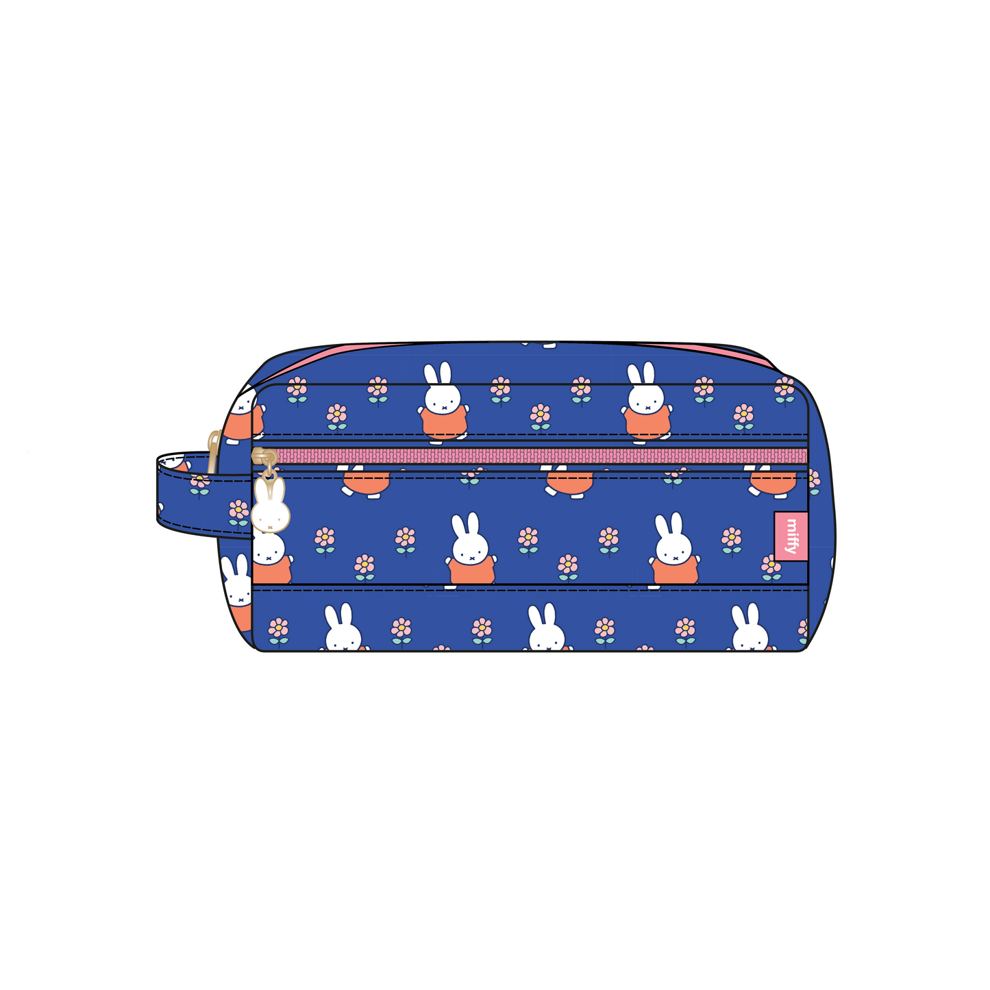 Miffy Flower Fields Be Dapper Toiletry Cosmetic Pouch - Blue & Orange