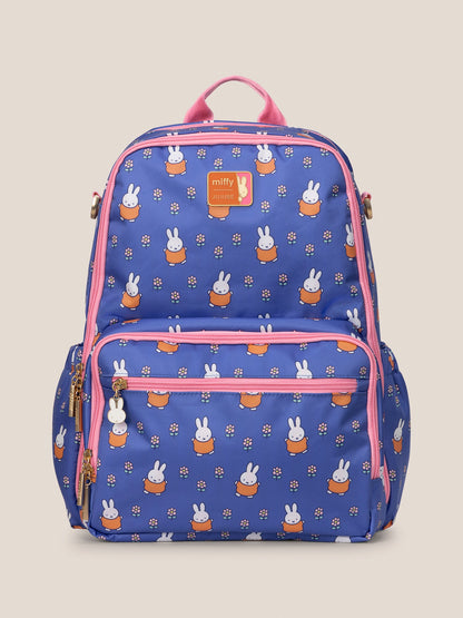 Miffy Flower Fields Zealous Diaper Bag Backpack - Blue & Orange