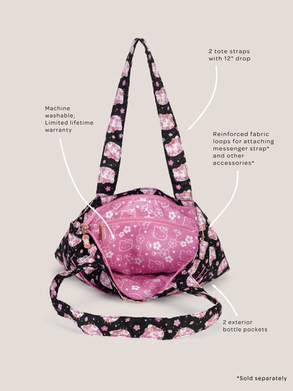 Hello Kitty® × JuJuBe Cherry Blossoms Be Light Diaper Bag Tote — Black and Pink