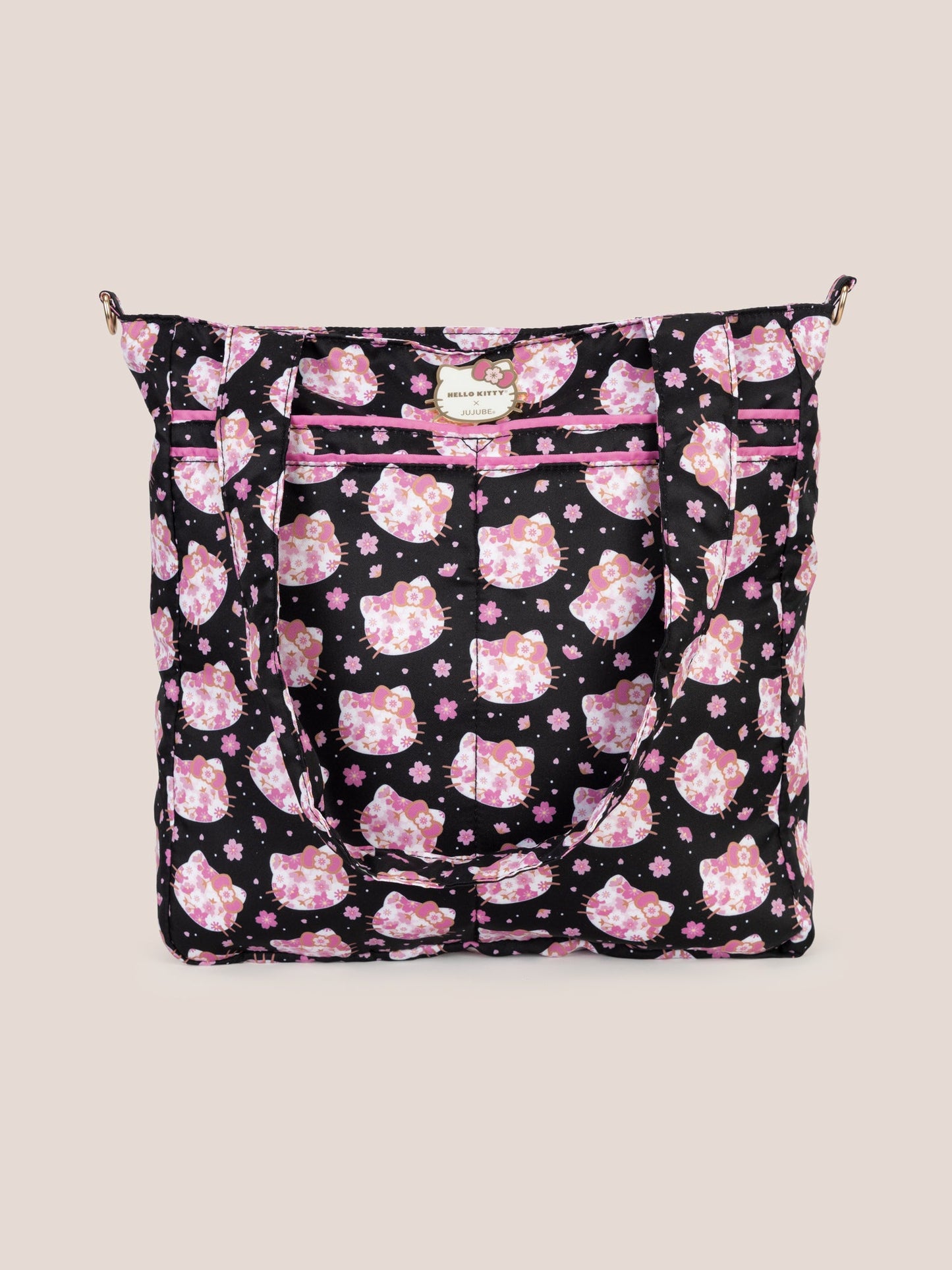 Hello Kitty® × JuJuBe Cherry Blossoms Be Light Diaper Bag Tote — Black and Pink