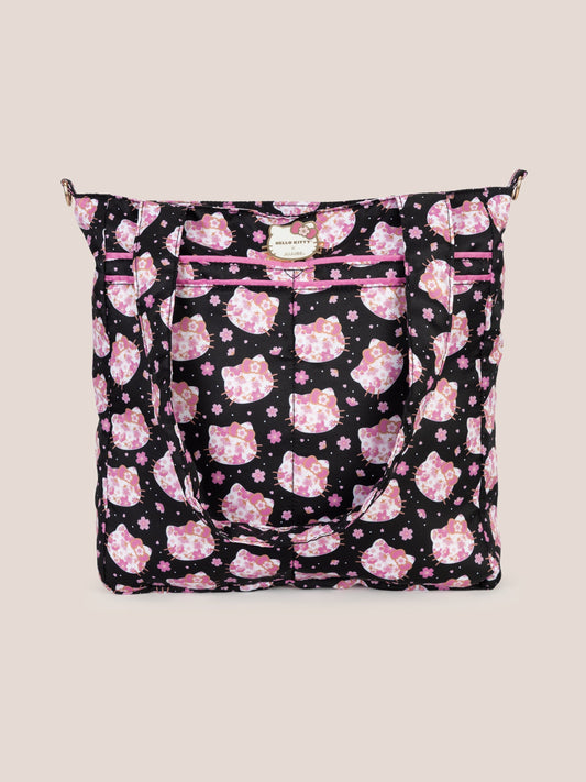 Hello Kitty® × JuJuBe Cherry Blossoms Be Light Diaper Bag Tote — Black and Pink