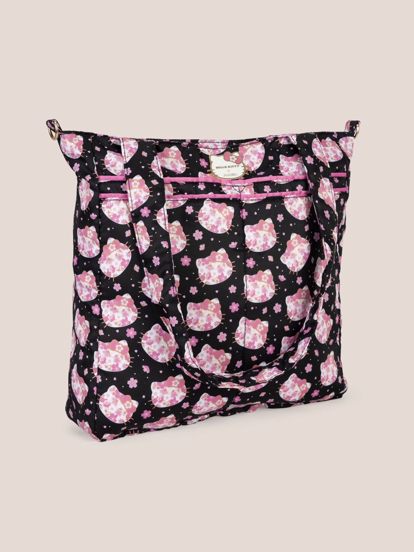 Hello Kitty® × JuJuBe Cherry Blossoms Be Light Diaper Bag Tote — Black and Pink