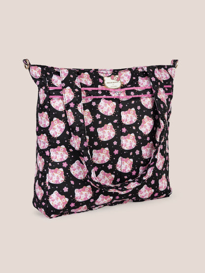 Hello Kitty® × JuJuBe Cherry Blossoms Be Light Diaper Bag Tote — Black and Pink