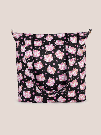 Hello Kitty® × JuJuBe Cherry Blossoms Be Light Diaper Bag Tote — Black and Pink