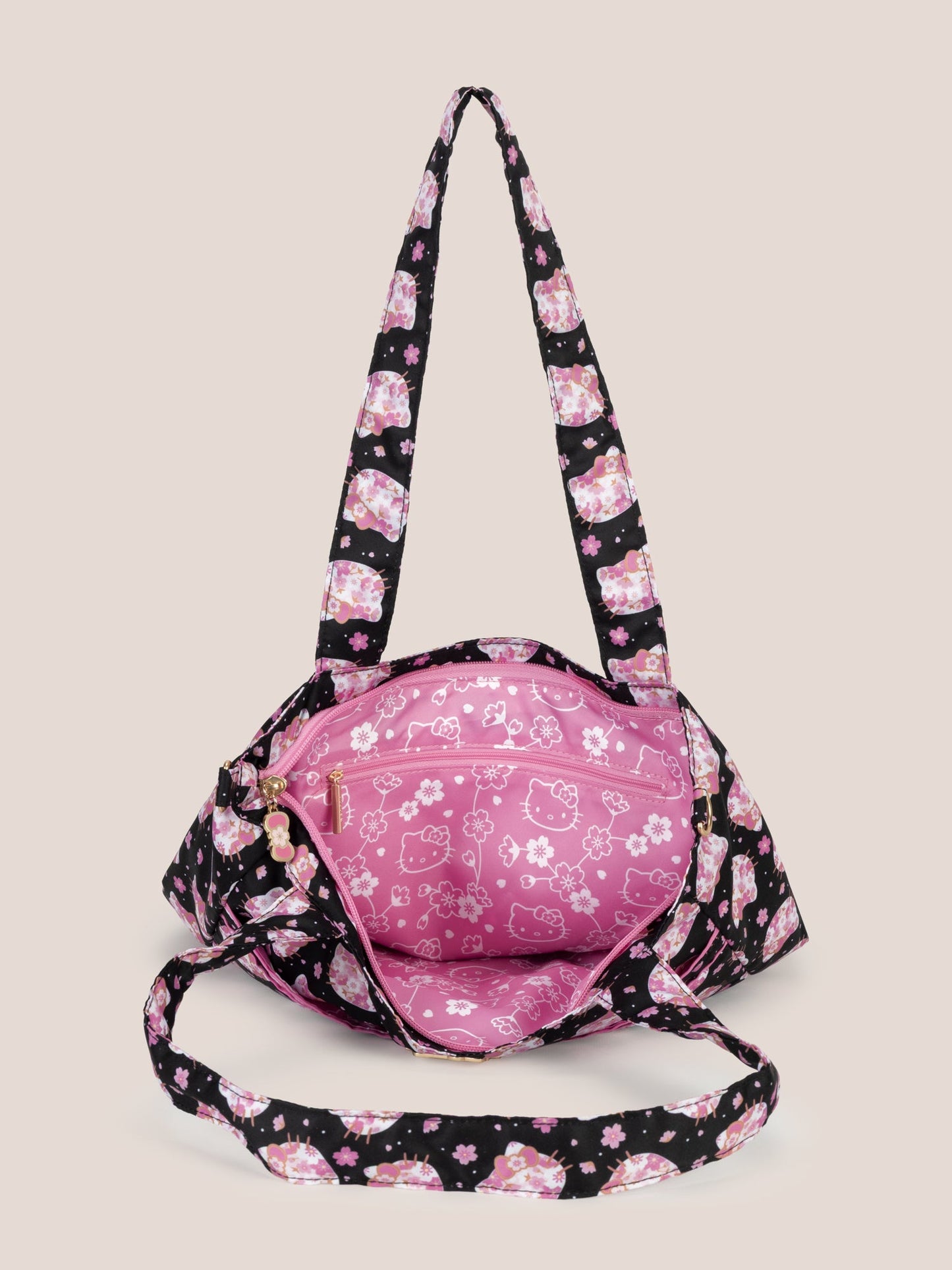 Hello Kitty® × JuJuBe Cherry Blossoms Be Light Diaper Bag Tote — Black and Pink