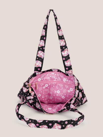 Hello Kitty® × JuJuBe Cherry Blossoms Be Light Diaper Bag Tote — Black and Pink