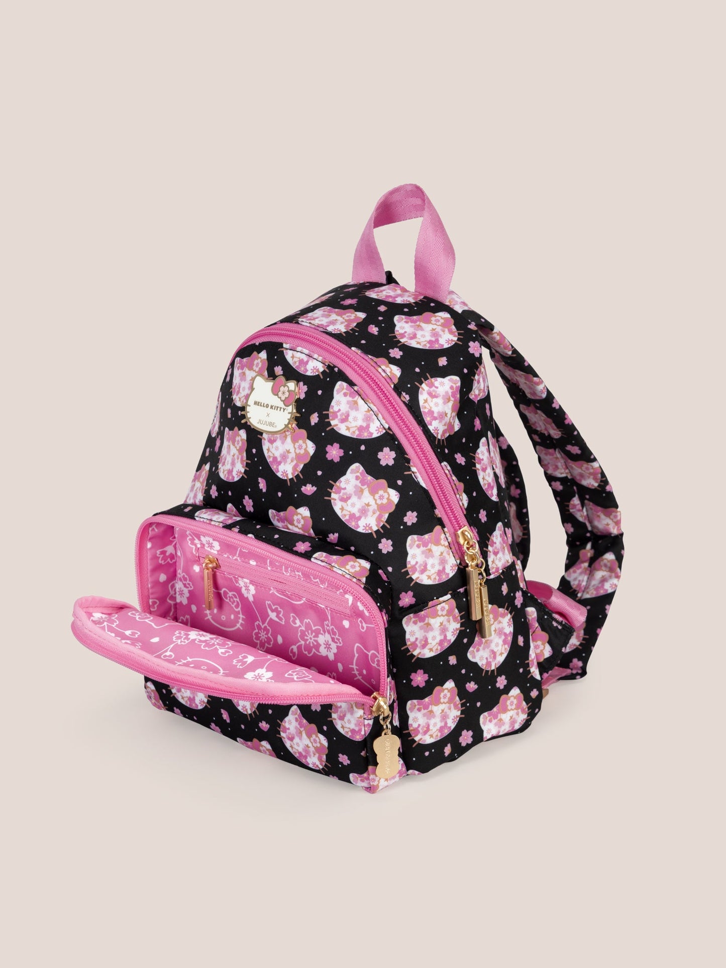 Hello Kitty® × JuJuBe Cherry Blossoms Everyday Mini Small Diaper Bag Backpack – Black and Pink