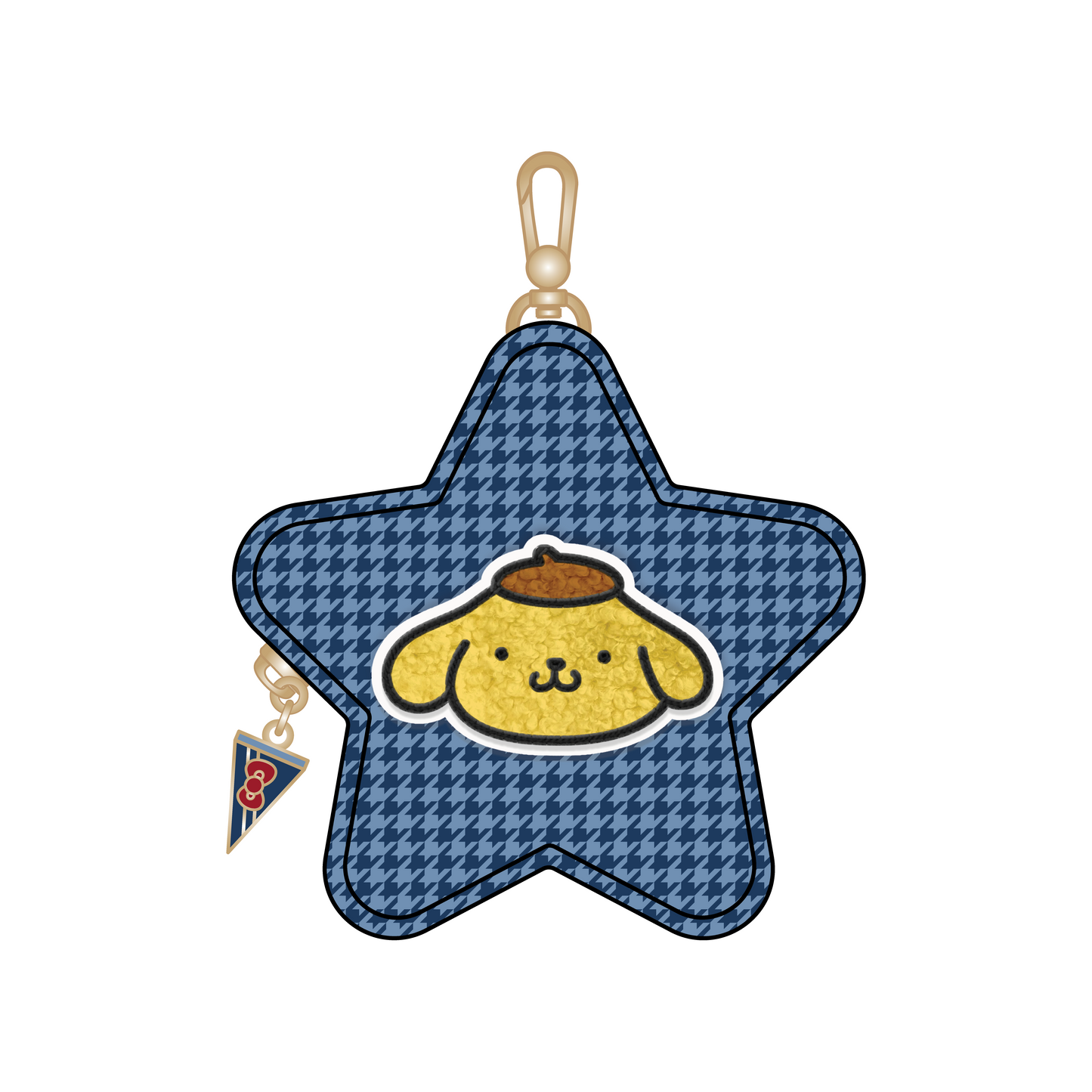 Hello Kitty® ×JuJuBe Varsity Star Mini Bag Clip-on Pouch Accessory – Dark Blue Houndstooth Featuring Pompompurin