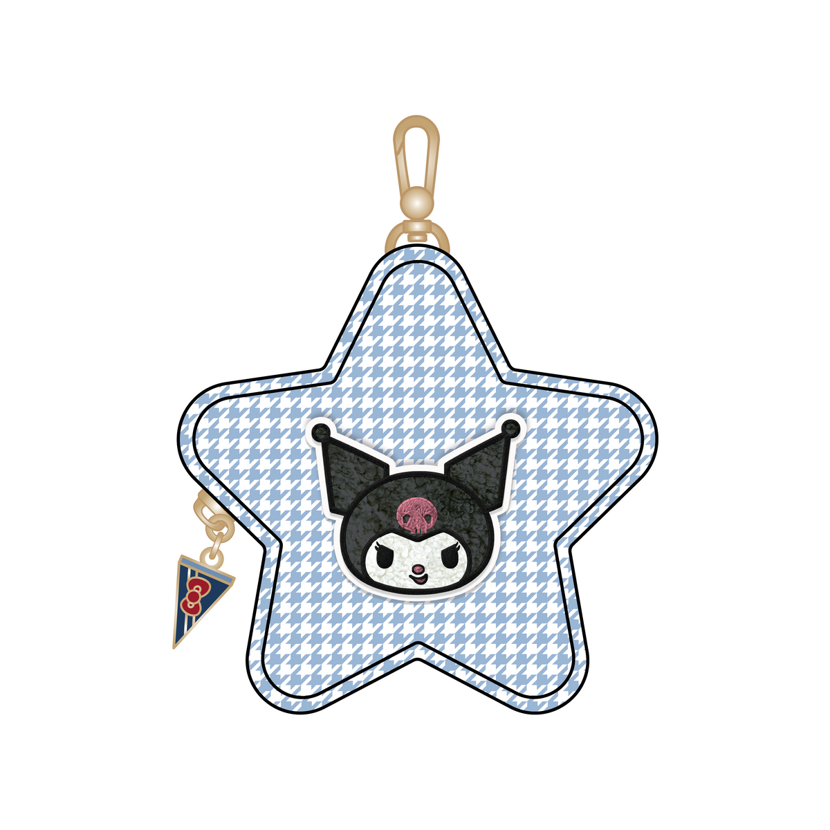 Hello Kitty® × JuJuBe Varsity Star Mini Bag Clip-on Pouch Accessory – Light Blue Houndstooth Featuring Kuromi