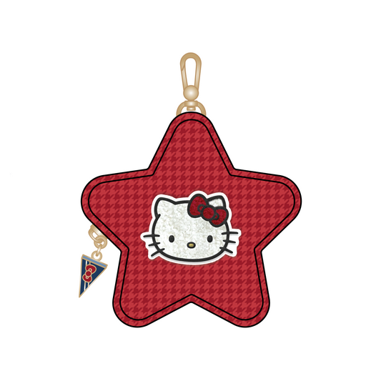 Hello Kitty® × JuJuBe Varsity Star Mini Bag Clip-on Pouch Accessory – Red Houndstooth Featuring Hello Kitty