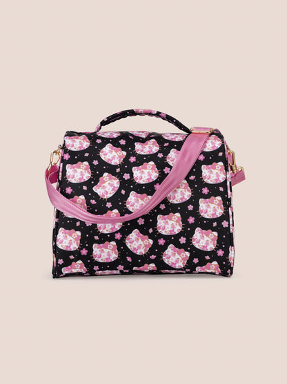 Hello Kitty® × JuJuBe Cherry Blossoms Insulated Bottle Bag – Black and Pink