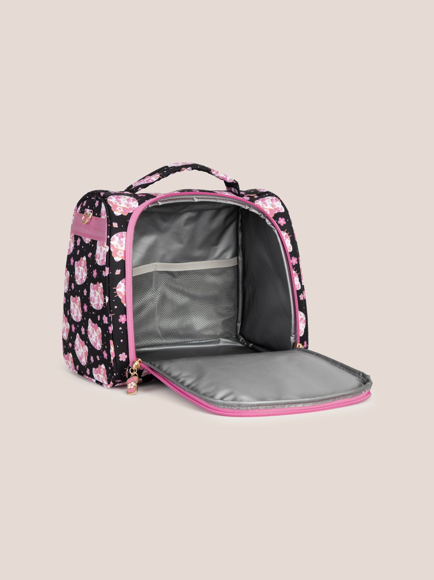 Hello Kitty® × JuJuBe Cherry Blossoms Insulated Bottle Bag – Black and Pink