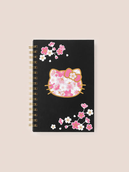 Hello Kitty® × JuJuBe Cherry Blossoms Medium Spiral Notebook — Black and Pink