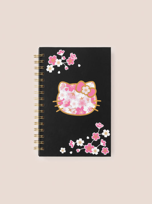 Hello Kitty® × JuJuBe Cherry Blossoms Medium Spiral Notebook — Black and Pink