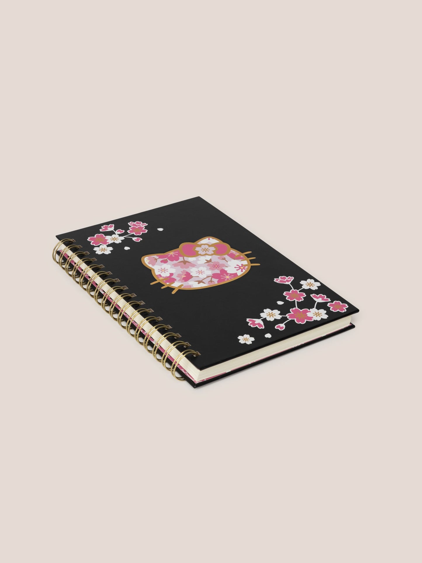 Hello Kitty® × JuJuBe Cherry Blossoms Medium Spiral Notebook — Black and Pink