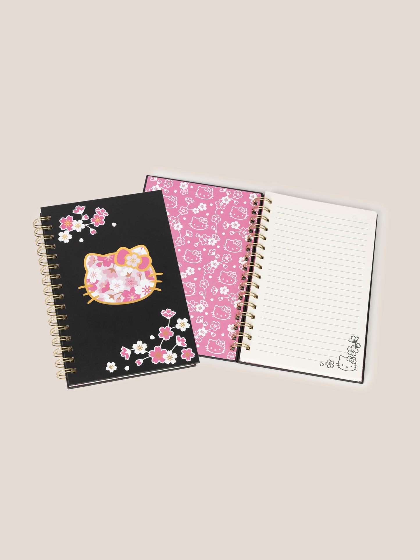 Hello Kitty® × JuJuBe Cherry Blossoms Medium Spiral Notebook — Black and Pink